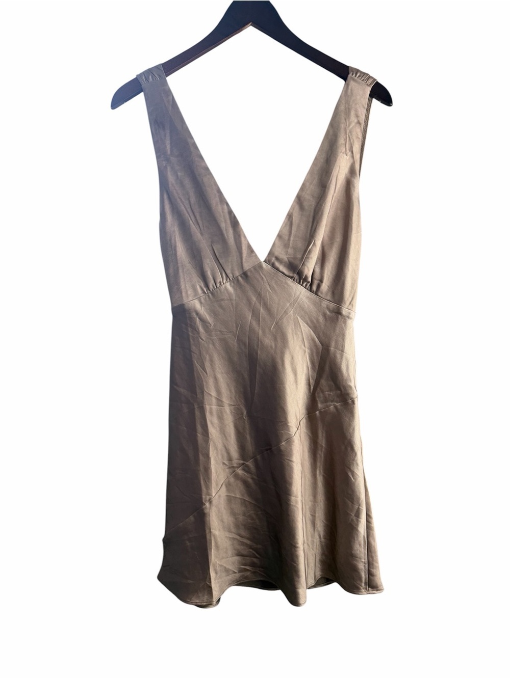 Meshki Nadia Satin Mini Dress with Cowl Back Taupe - Picture 2 of 7